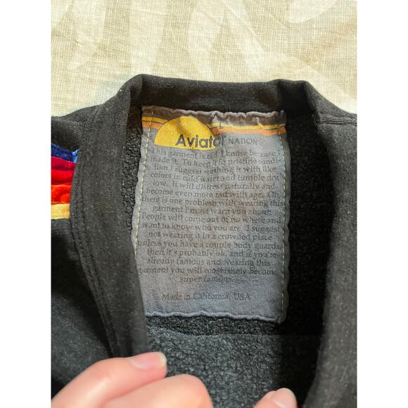 Aviator nation velvet striped crewneck sweater sweatshirt size large - Picture 3 of 8
